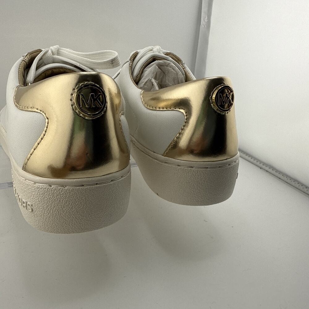 Michael Kors Frankie‎ Stripe White & Gold Leather Shoes Women Size 5 NWOB - Picture 4 of 11